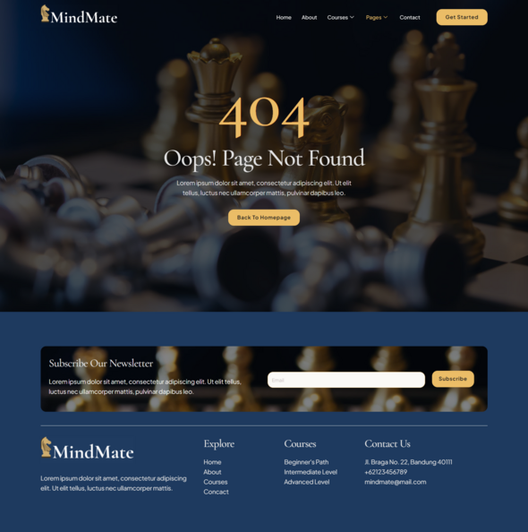 Mindmate - Chess Club Course & Training Elementor Template Kits