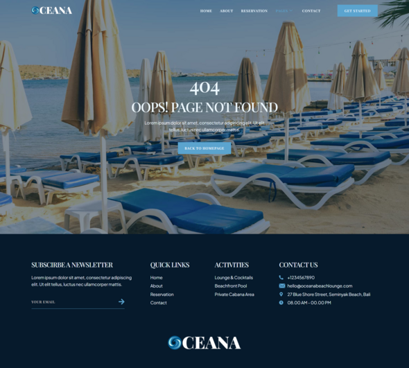 Oceana - Beach Club Lounge Bar & Resort Elementor Template Kit