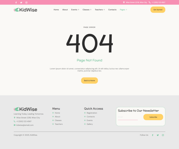 KidWise - Kindergarten & Child School Elementor Template Kit