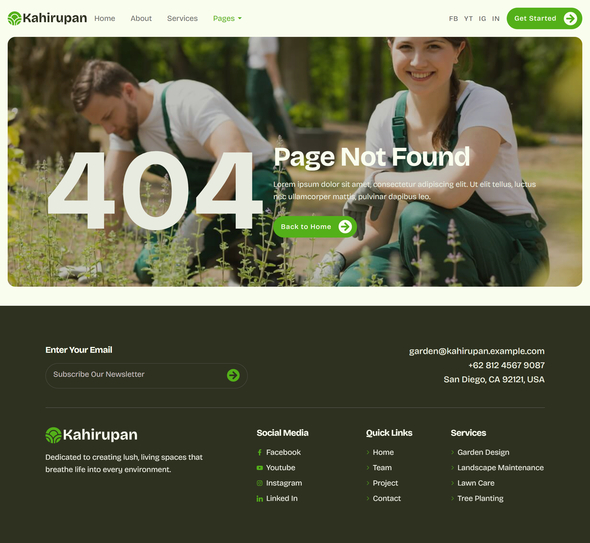 Kahirupan - Landscape & Gardening Elementor Template Kit