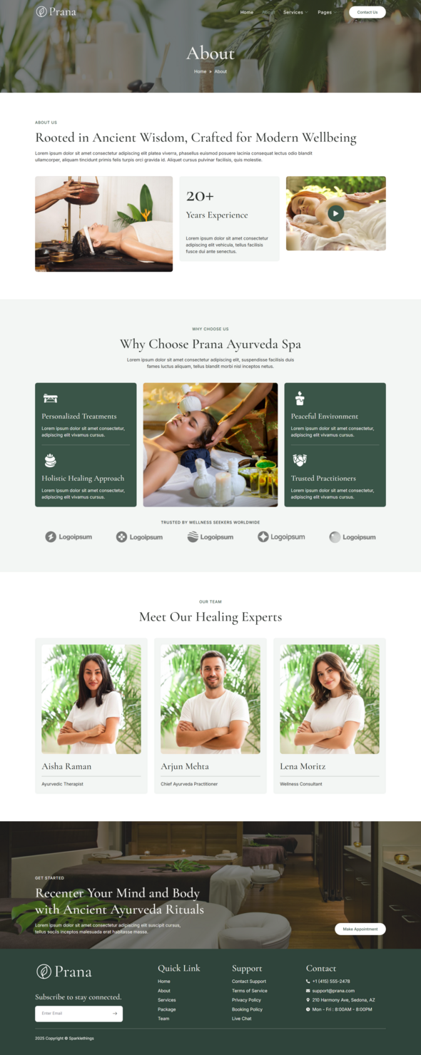 Prana - Ayurveda Treatment & Spa Elementor Template Kit
