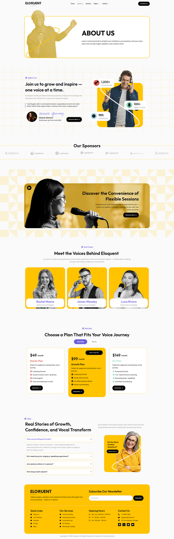 Eloquent - Vocal Coaching & Training Elementor Template Kits product preview