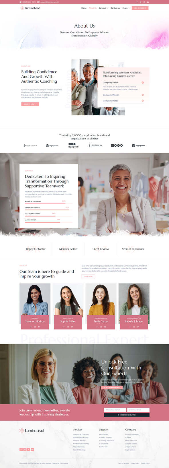 LuminaLead - Feminine Business Coaching Elementor Pro Template Kit