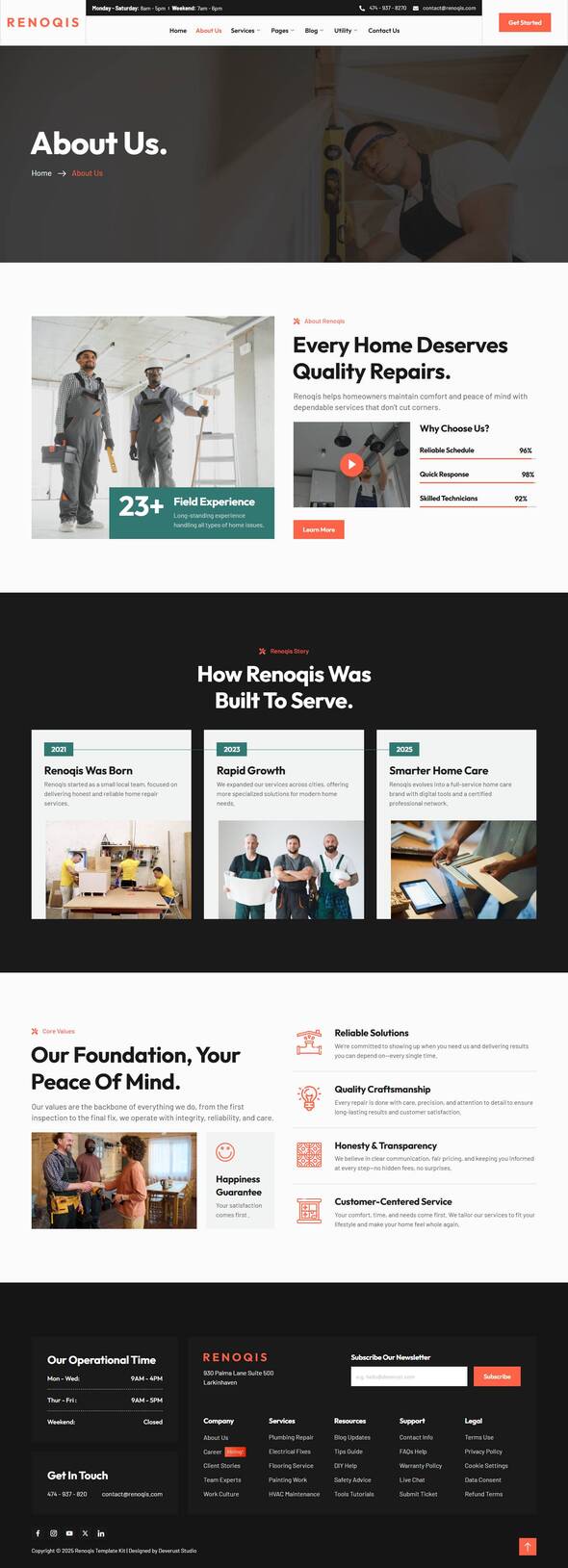 Renoqis - Home Repair & Maintenance Elementor Template Kit product preview