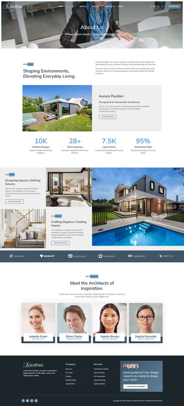 Aesthec - Architecture & Interior Design Service Elementor Template Kit