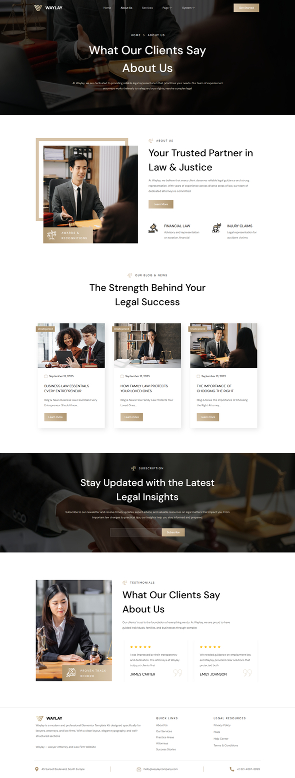 Waylay - Lawyer Attorney & Law Firm Elementor Template Kit