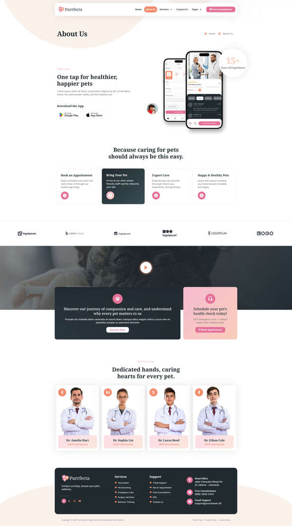 Purrfecta - Veterinary & Pet Care Elementor Pro Template Kit