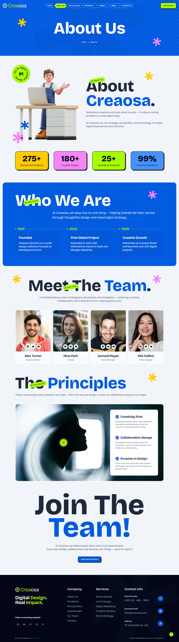 Product preview supplied for Creaosa - Creative Digital Agency Elementor Template Kit