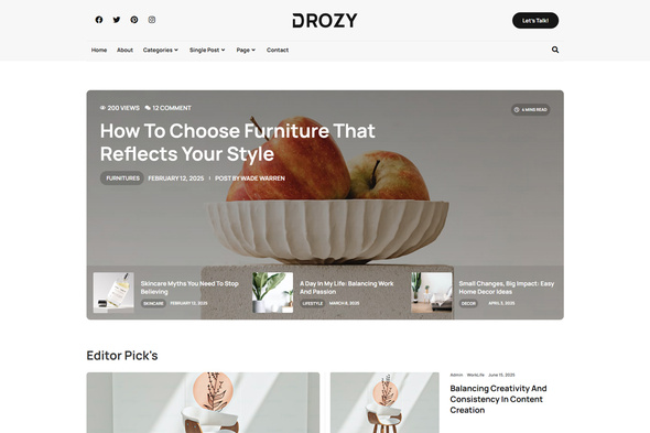 Drozy - Modern Blog & Magazine Elementor Pro Template Kit
