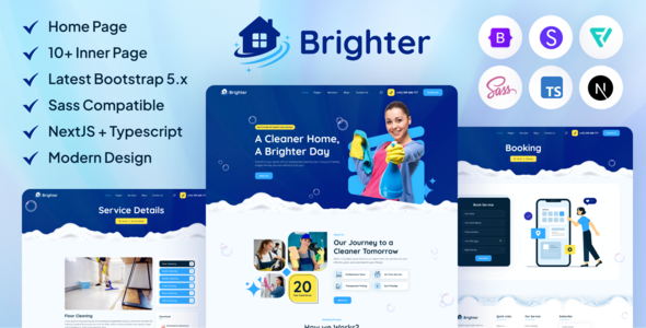 Brighter | Cleaning Service NextJS Template product preview