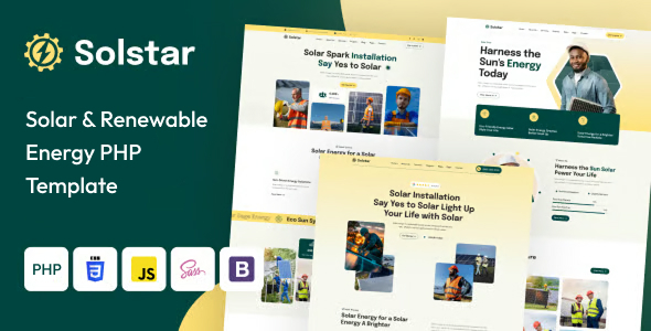 Solstar - Solar & Renewable Energy PHP Template product preview