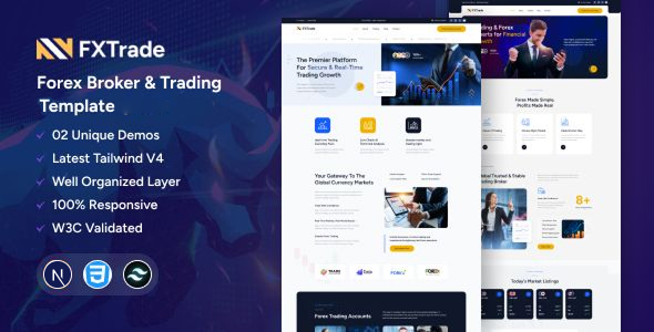 Fxtrade - Forex Broker & Trading Tailwind React Next Js Template