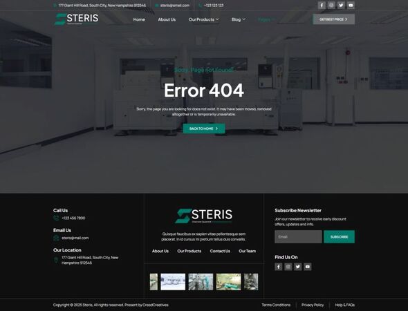 Steris – Cleanroom Equipment Elementor Pro Template Kit