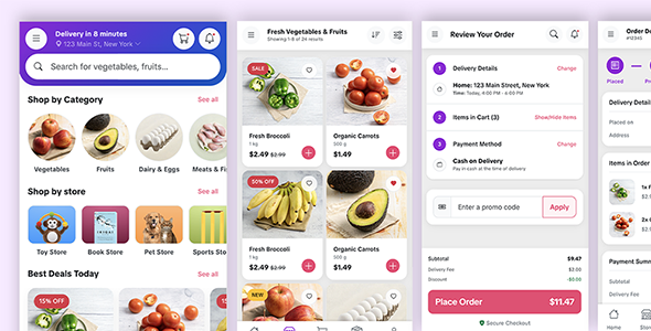 Dailycart - Multipurpose eCommerce Food & Grocery Delivery Mobile Template