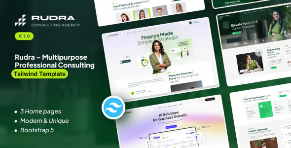 RUDRA – Business, Finance & AI Consulting Tailwind CSS Template