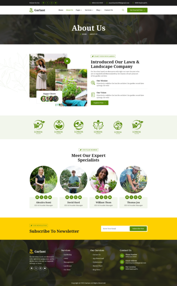Garlant - Landscaping & Gardening Elementor Template Kit