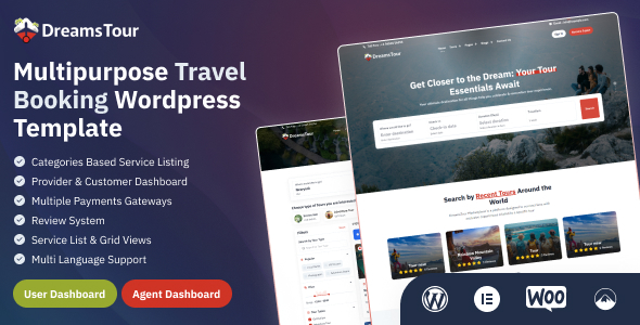 Preview image for Dreams Tour - Tour & Travel Booking, Holiday Package WordPress Theme