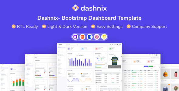 Preview image for Dashnix - HTML5 Bootstrap Dashboard Template