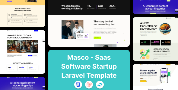 Masco - Saas Software Startup Tailwind Laravel 12 Template