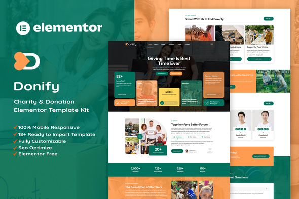 Donify - Charity & Donation Elementor Template Kit