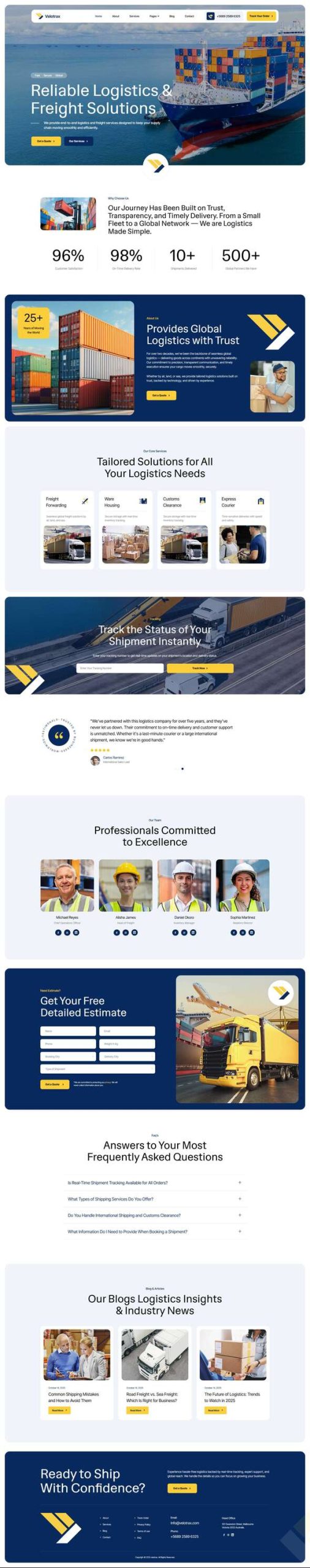 Velotrax - Logistics & Transportation Elementor Template Kit
