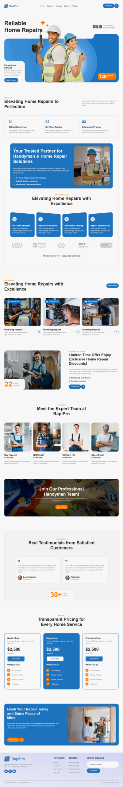 Rapipro - Handyman & Home Repair Service Website Elementor Template Kits