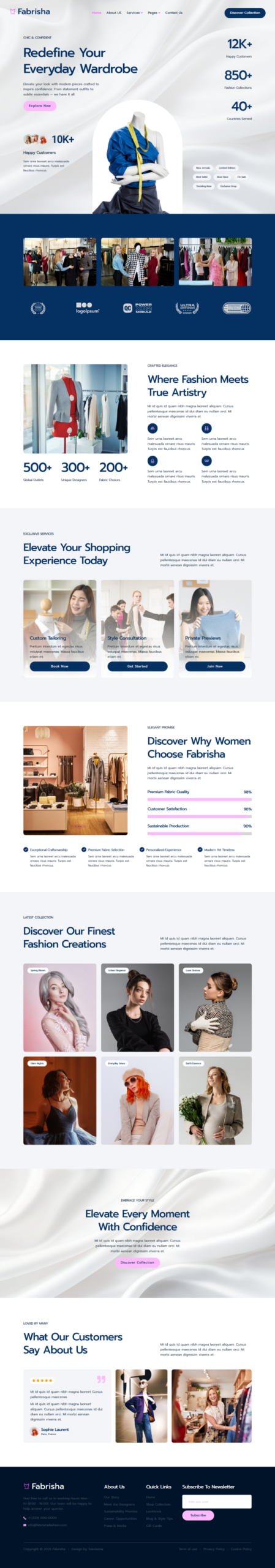 Fabrisha - Fashion Boutique Store Website Elementor Template Kit
