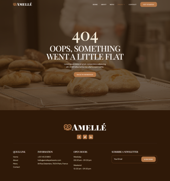 Amelle - Bakery & Pastry Elementor Template Kit