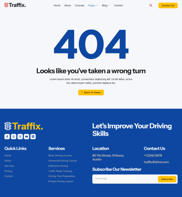 Traffix - Driving Course & Traffic School Elementor Template Kit