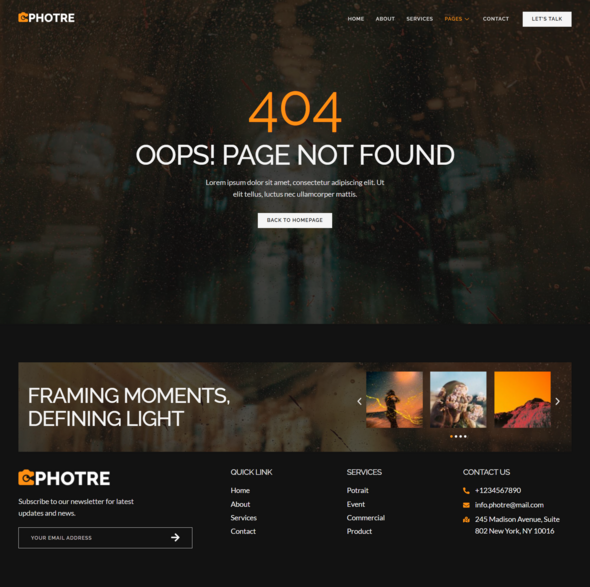 Photre - Photography Portfolio Elementor Template Kit