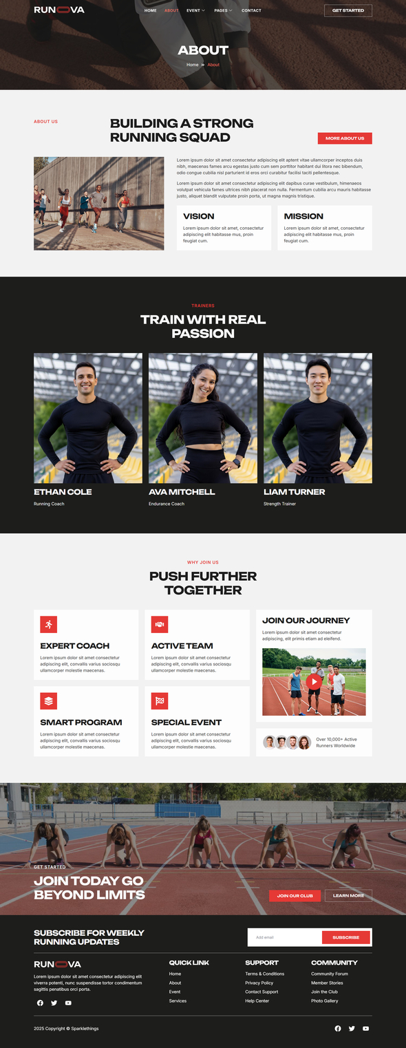 Runova - Marathon & Sports Events Running Club Elementor Template Kit
