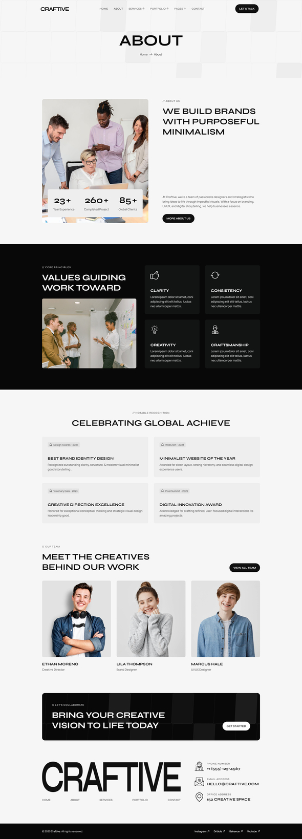 Craftive - Minimalist Creative Agency Elementor Template Kit