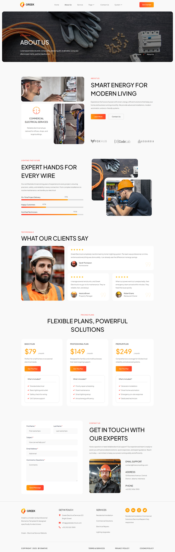 Greek - Electrical Service Elementor Template Kit