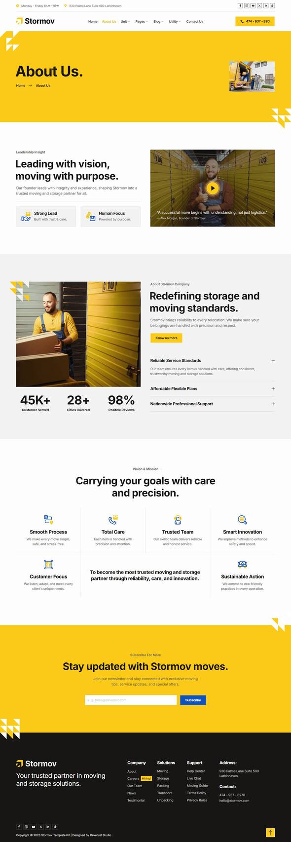 Stormov - Moving & Storage Service Elementor Template Kit