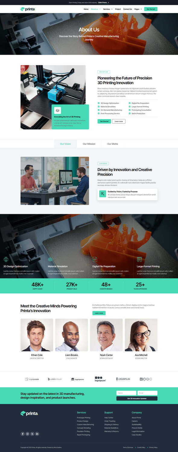 Printa - 3D Printing & Manufacturing Elementor Pro Template Kit