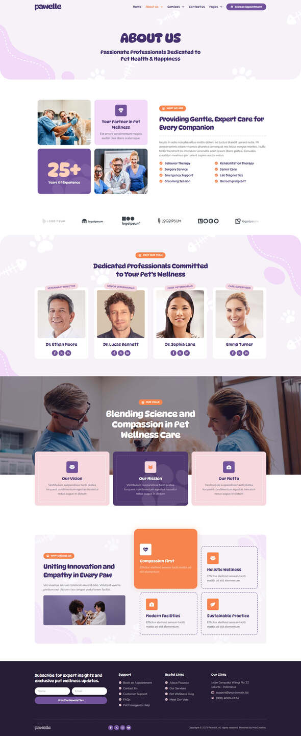 Pawelle - Veterinary & Pet Care Elementor Pro Template Kit