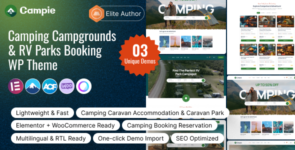 Campie – Camping Campgrounds & RV Parks Booking WordPress Theme