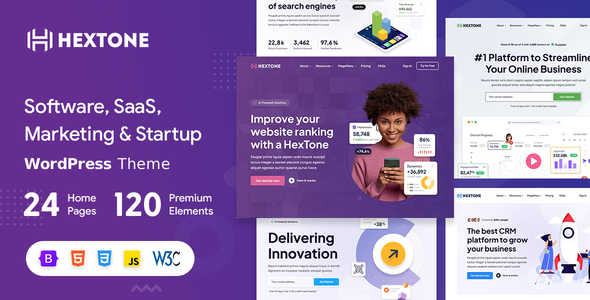 HexTone - Software, SaaS & Startup WordPress Theme