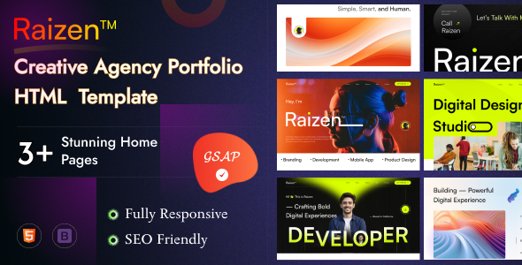 Product preview supplied for Raizen - Creative Agency Portfolio HTML  Template