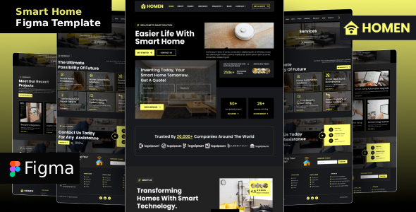 Product preview supplied for Homen - Smart Home Services Figma Template