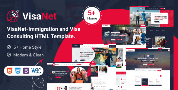 Preview image for VisaNet – Immigration and Visa Consulting HTML Template