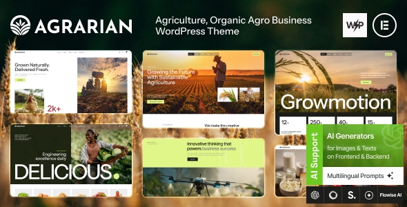 Agrarian - Agriculture Company & Organic Farm WordPress Theme + Online Store