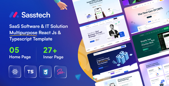 SassTech - React JS TypeScript - SaaS Software & IT Solution Multipurpose Template product preview