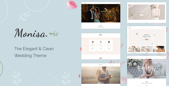 Product preview supplied for Monisa - Elegant & Clean Wedding WordPress Theme