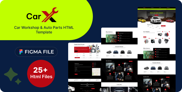 CarX–Auto Workshop, Car Store &  Pre-Booking Figma Template