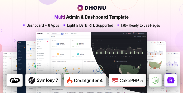 Product preview supplied for Dhonu - PHP, Symfony, CodeIgniter, CakePHP & NodeJs Admin Dashboard Template