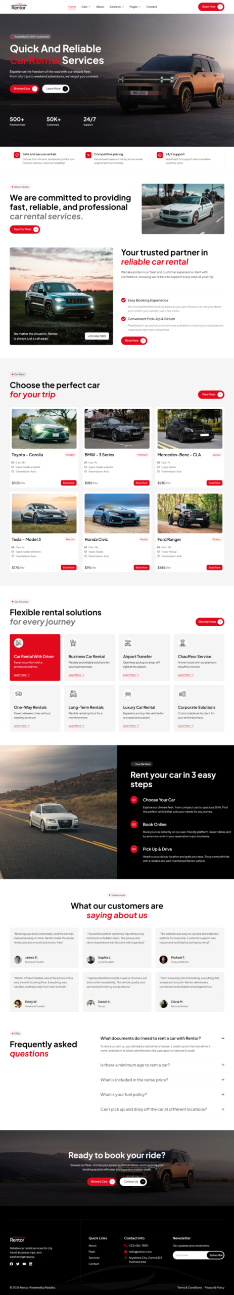 Rentor - Car Rental & Booking Elementor Template Kit product preview