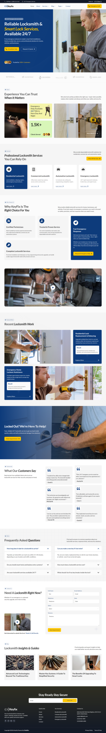 Keyfix – Locksmith & Emergency Lock Services Elementor Template Kit product preview