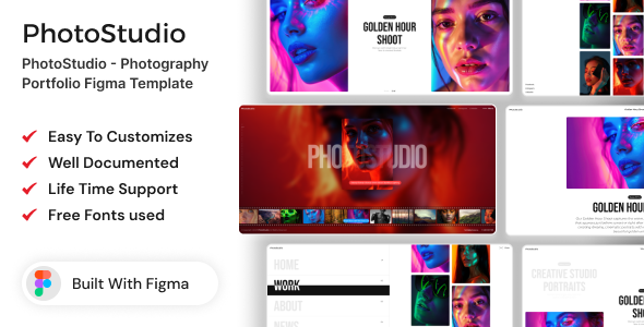 PhotoStudio - Photography Portfolio Figma Template listing image