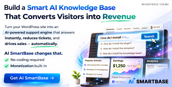 Preview image for AI SmartBase – Documentation, Knowledge Base & Private Support WordPress Theme